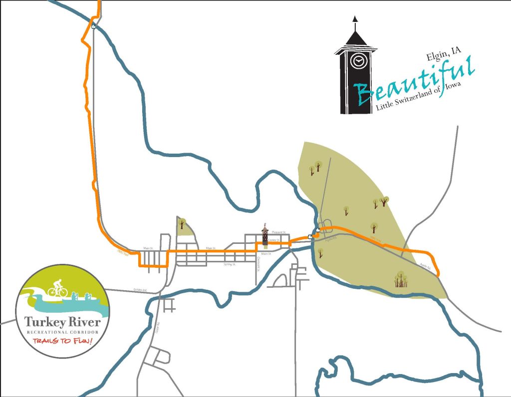 Trail map of Elgin, Iowa.
